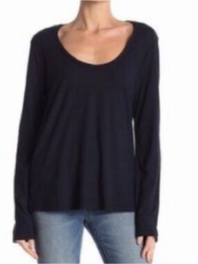 James Perse Black Waffle-Knit Long Sleeve Tee